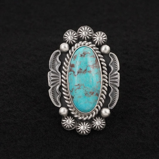 Michael Calladitto Turquoise & Sterling Silver Ring Size 8