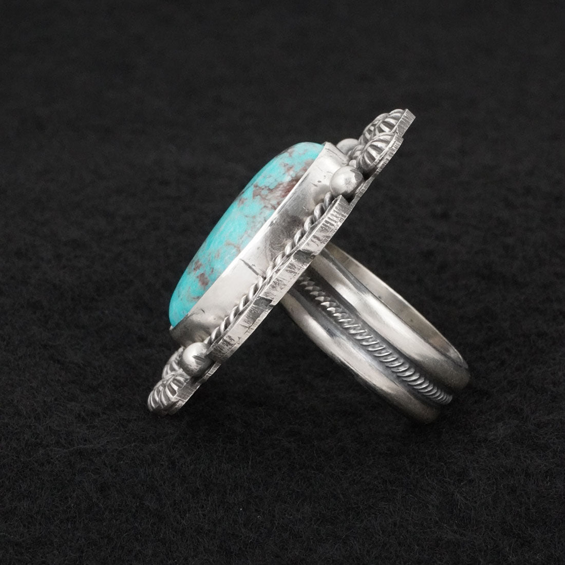 Michael Calladitto Turquoise & Sterling Silver Ring Size 8