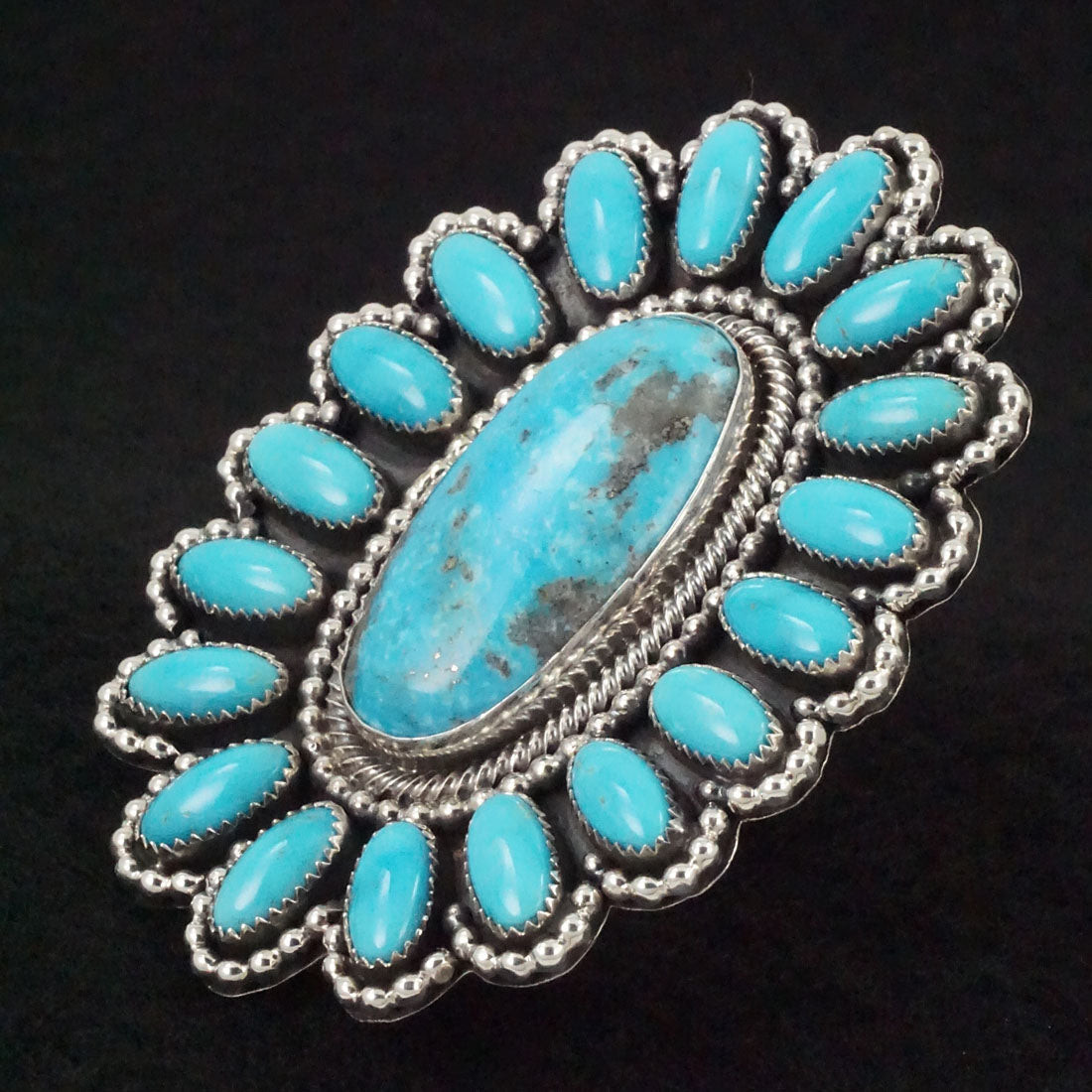 Hemerson Brown Turquoise & Sterling Silver Ring Sz. 9 Adj.