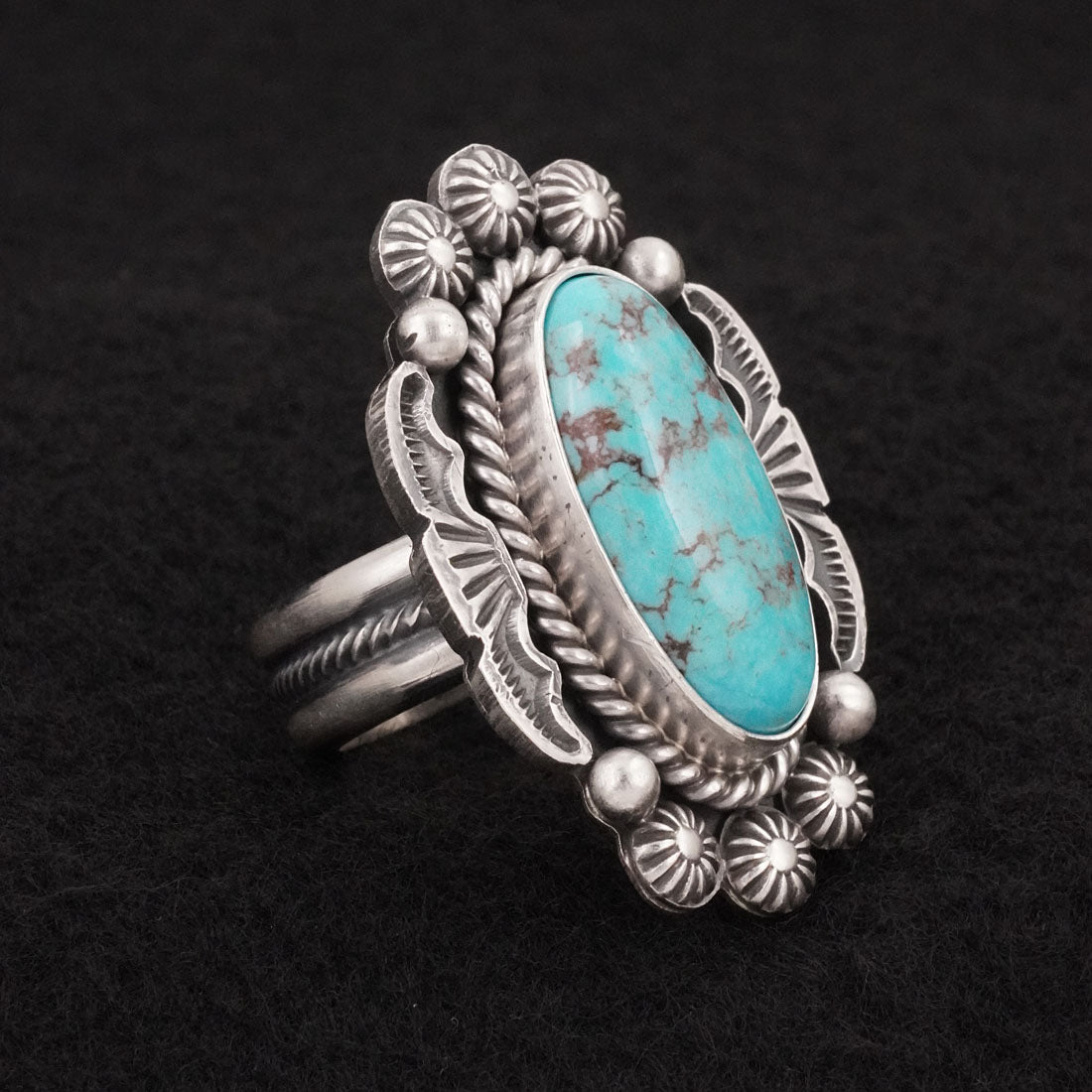 Michael Calladitto Turquoise & Sterling Silver Ring Size 8