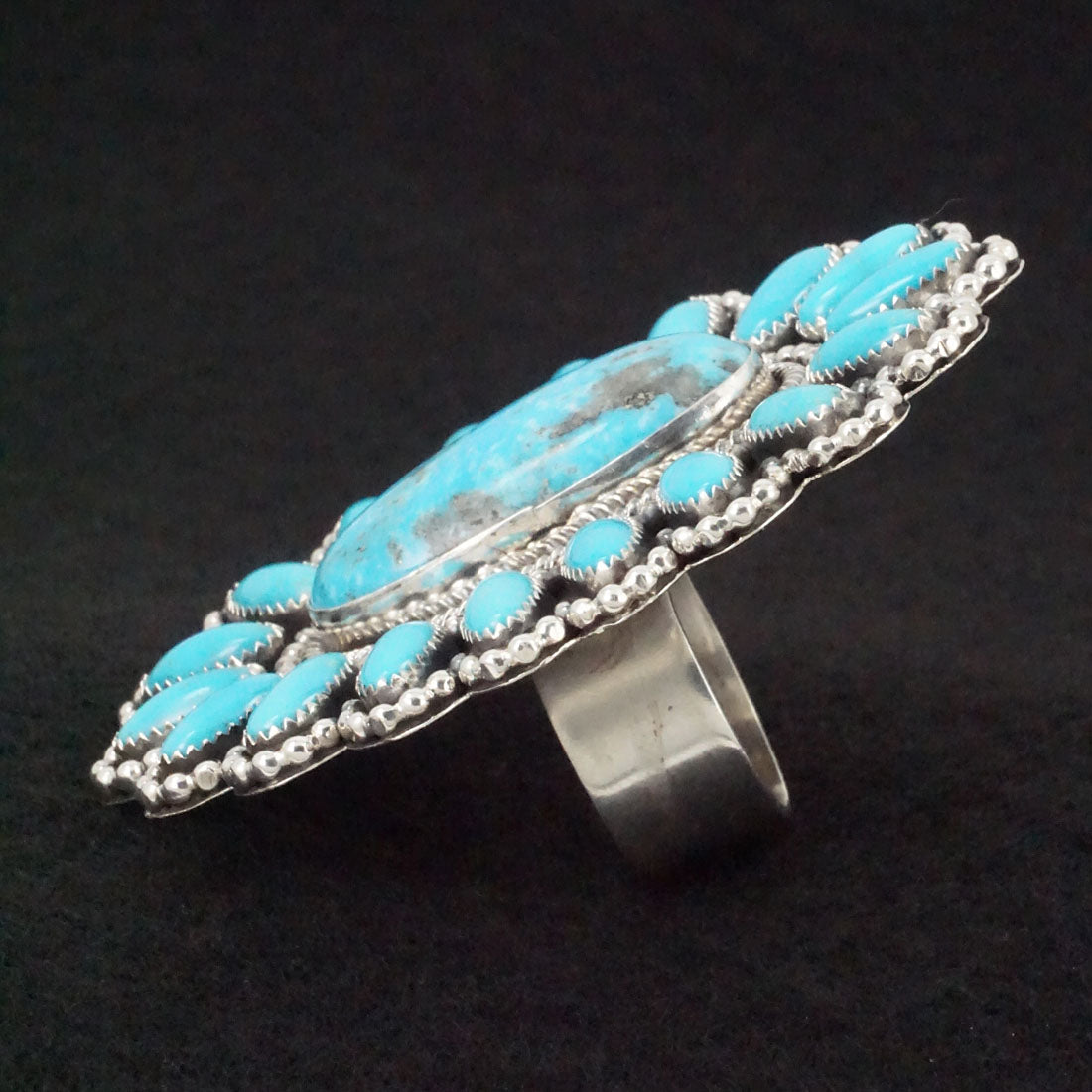 Hemerson Brown Turquoise & Sterling Silver Ring Sz. 9 Adj.