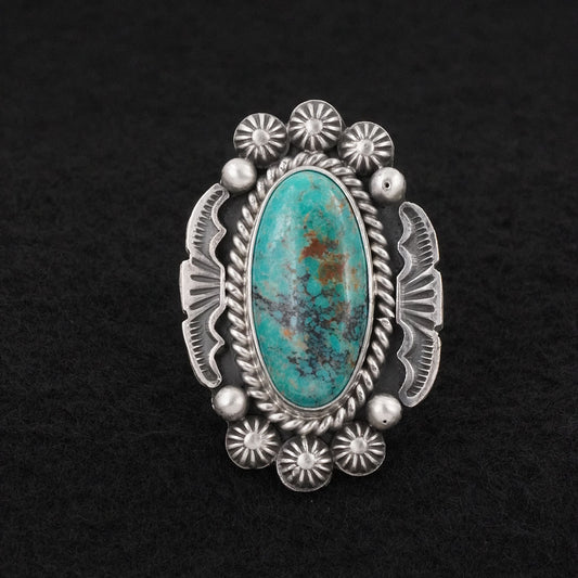 Michael Calladitto Turquoise & Sterling Silver Ring Size 8