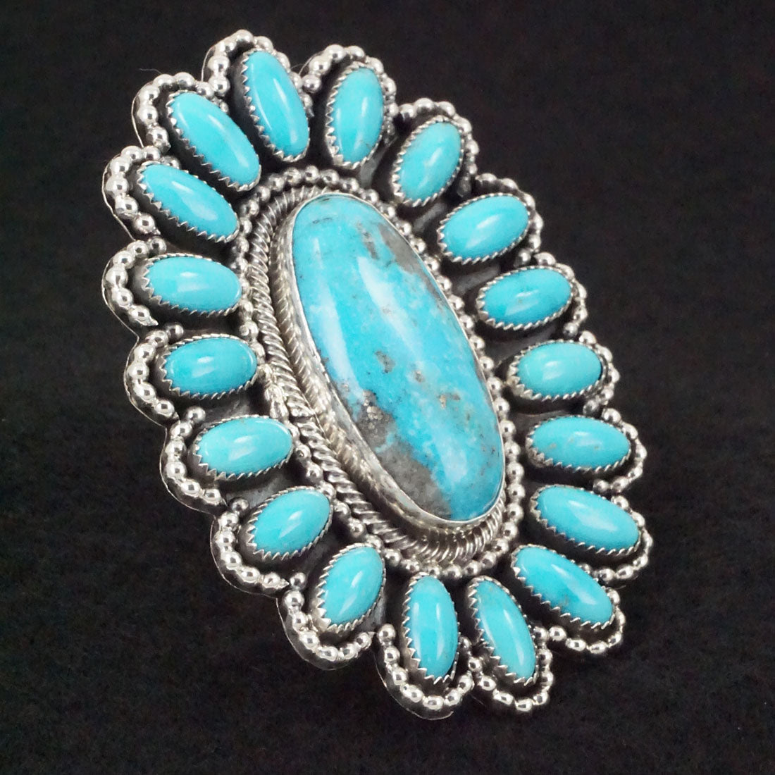 Hemerson Brown Turquoise & Sterling Silver Ring Sz. 9 Adj.