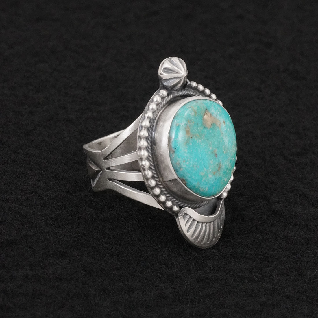 Bobby Johnson Turquoise & Sterling Silver Ring Size 8.5