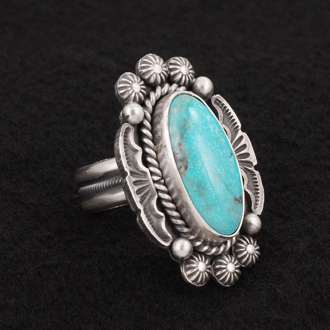 Michael Calladitto Turquoise & Sterling Silver Ring Size 9