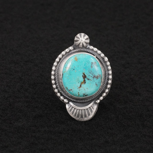 Bobby Johnson Turquoise & Sterling Silver Ring Size 8.5