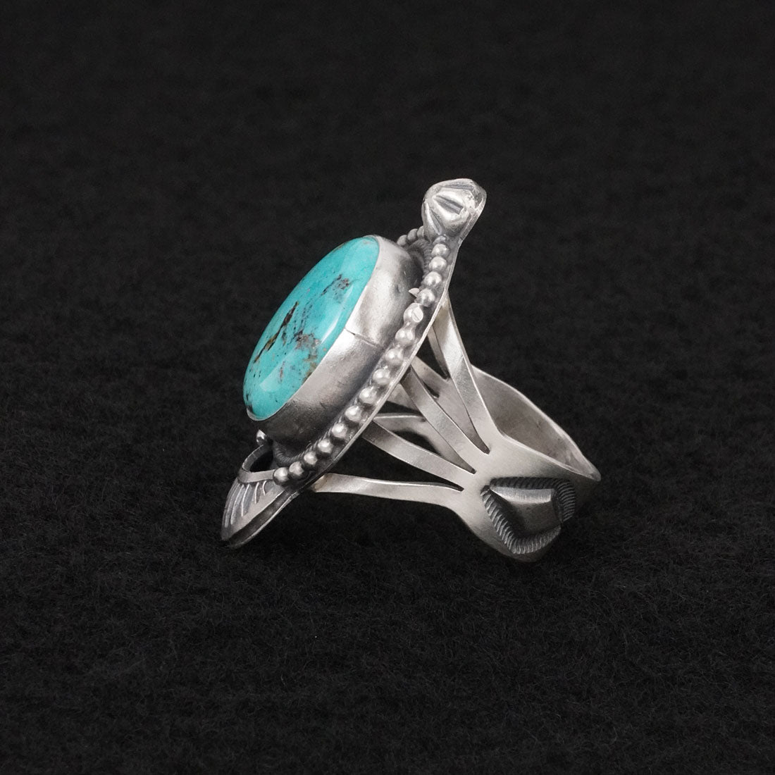 Bobby Johnson Turquoise & Sterling Silver Ring Size 8.5