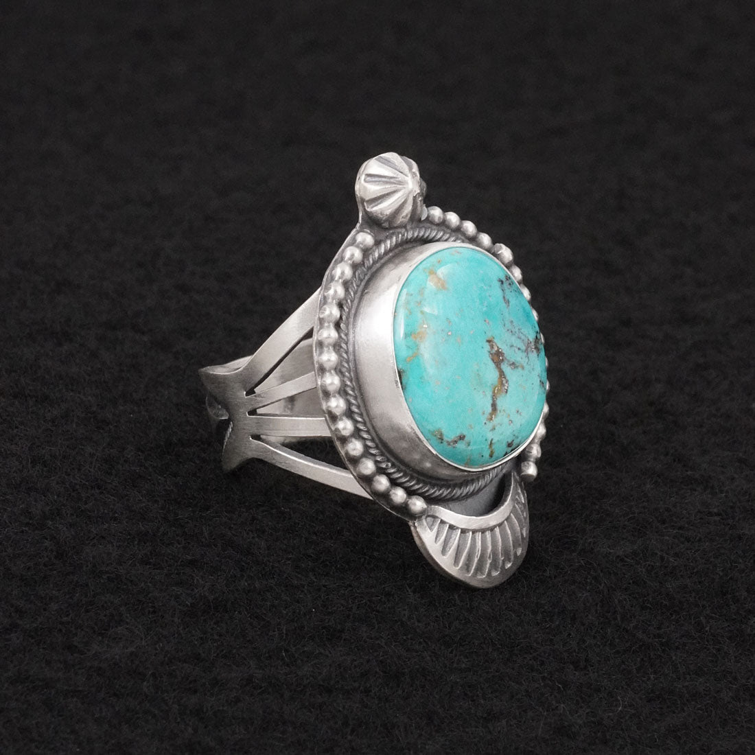 Bobby Johnson Turquoise & Sterling Silver Ring Size 8.5
