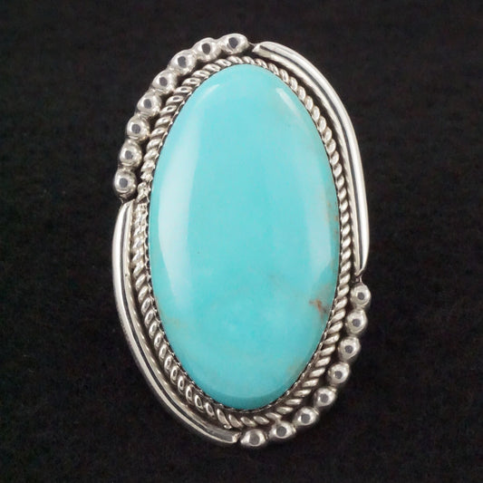 Kenny Calavaza Turquoise & Sterling Silver Ring Sz. 6.75