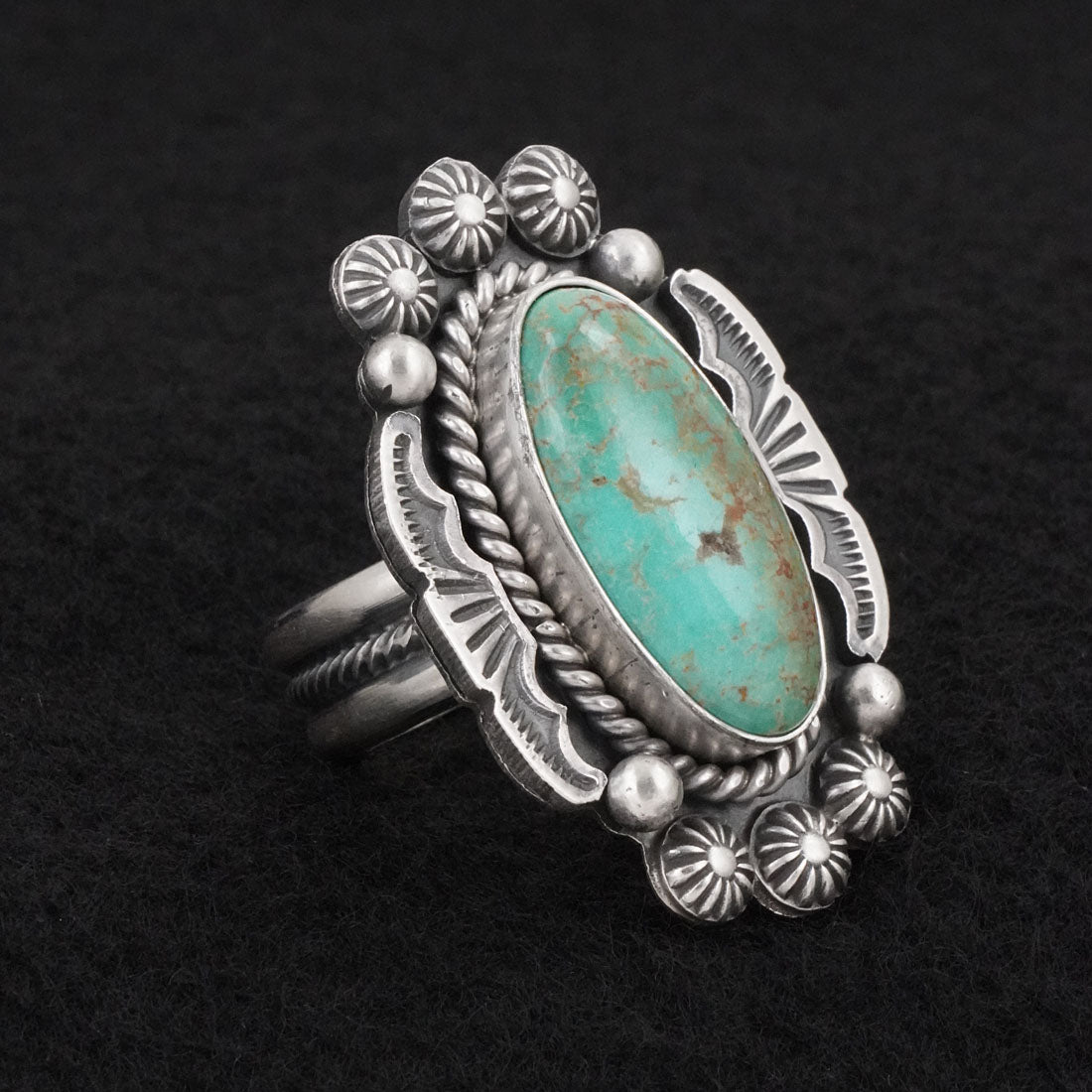 Michael Calladitto Turquoise & Sterling Silver Ring Size 8
