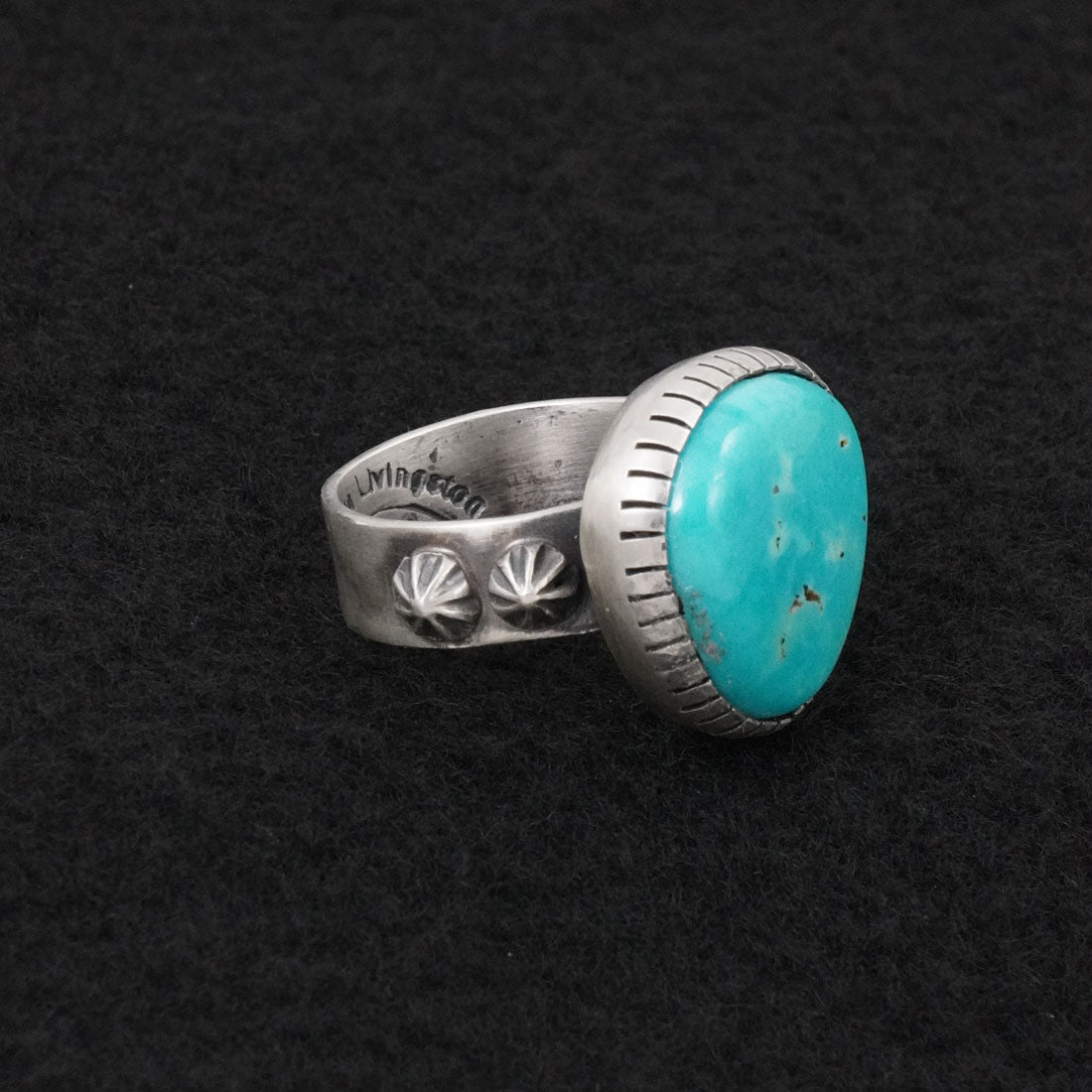 Darrin Livingston Turquoise & Sterling Silver Ring Size 7.5