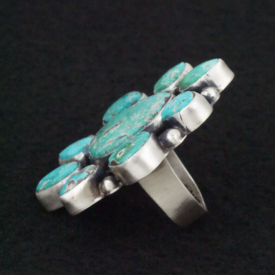 Bobby Johnson Turquoise & Sterling Silver Ring Size 7.5