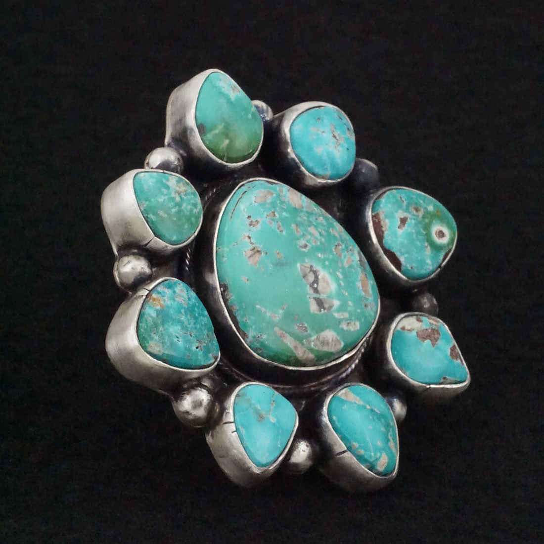 Bobby Johnson Turquoise & Sterling Silver Ring Size 7.5