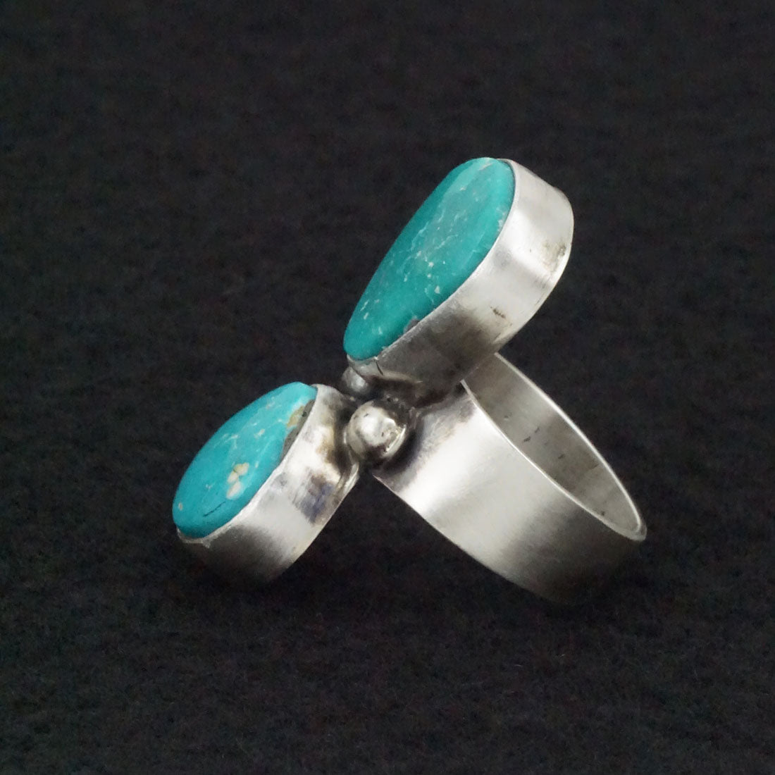 Bobby Johnson Turquoise & Sterling Silver Ring Size 8