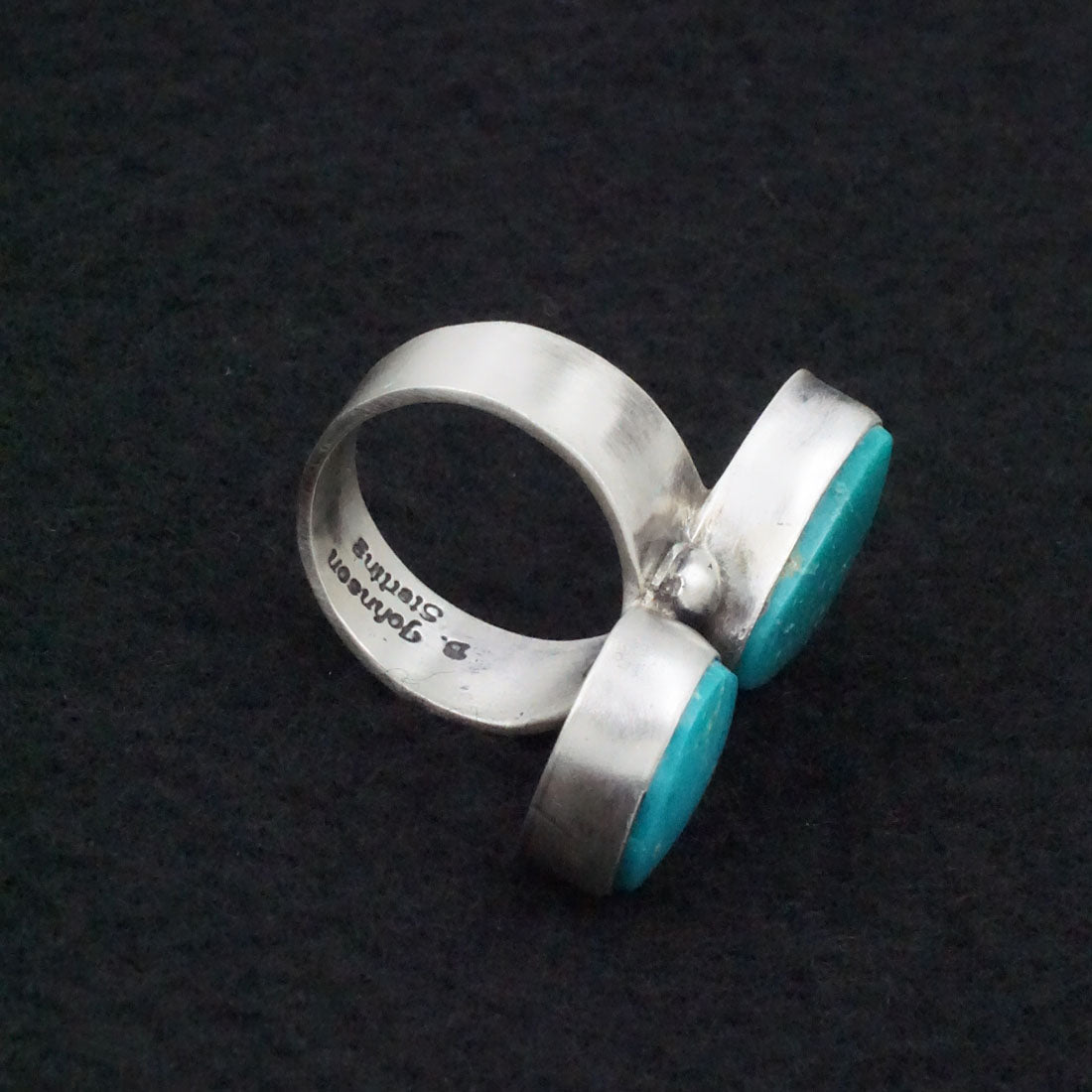 Bobby Johnson Turquoise & Sterling Silver Ring Size 8