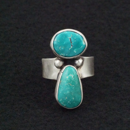 Bobby Johnson Turquoise & Sterling Silver Ring Size 9.5