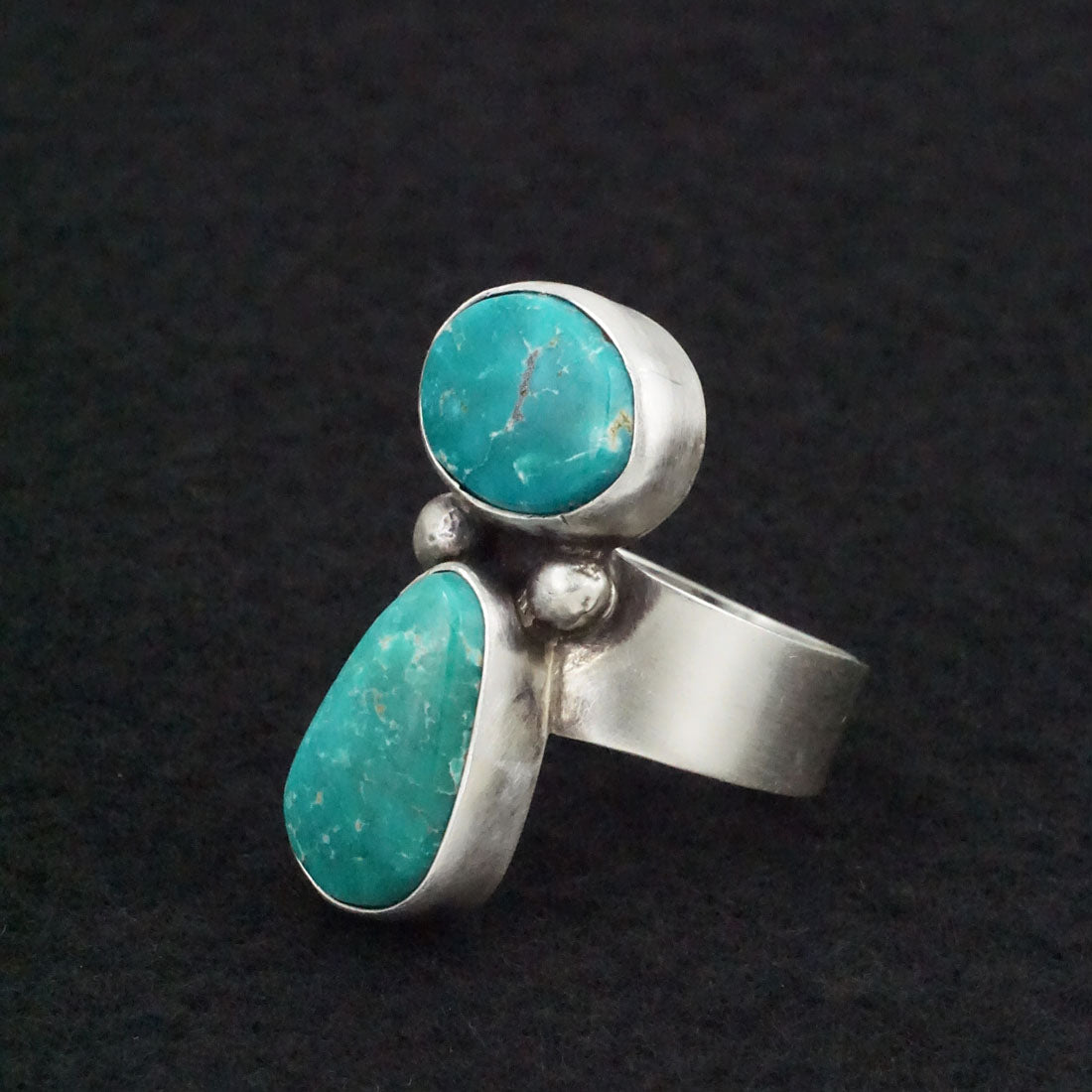 Bobby Johnson Turquoise & Sterling Silver Ring Size 9.5