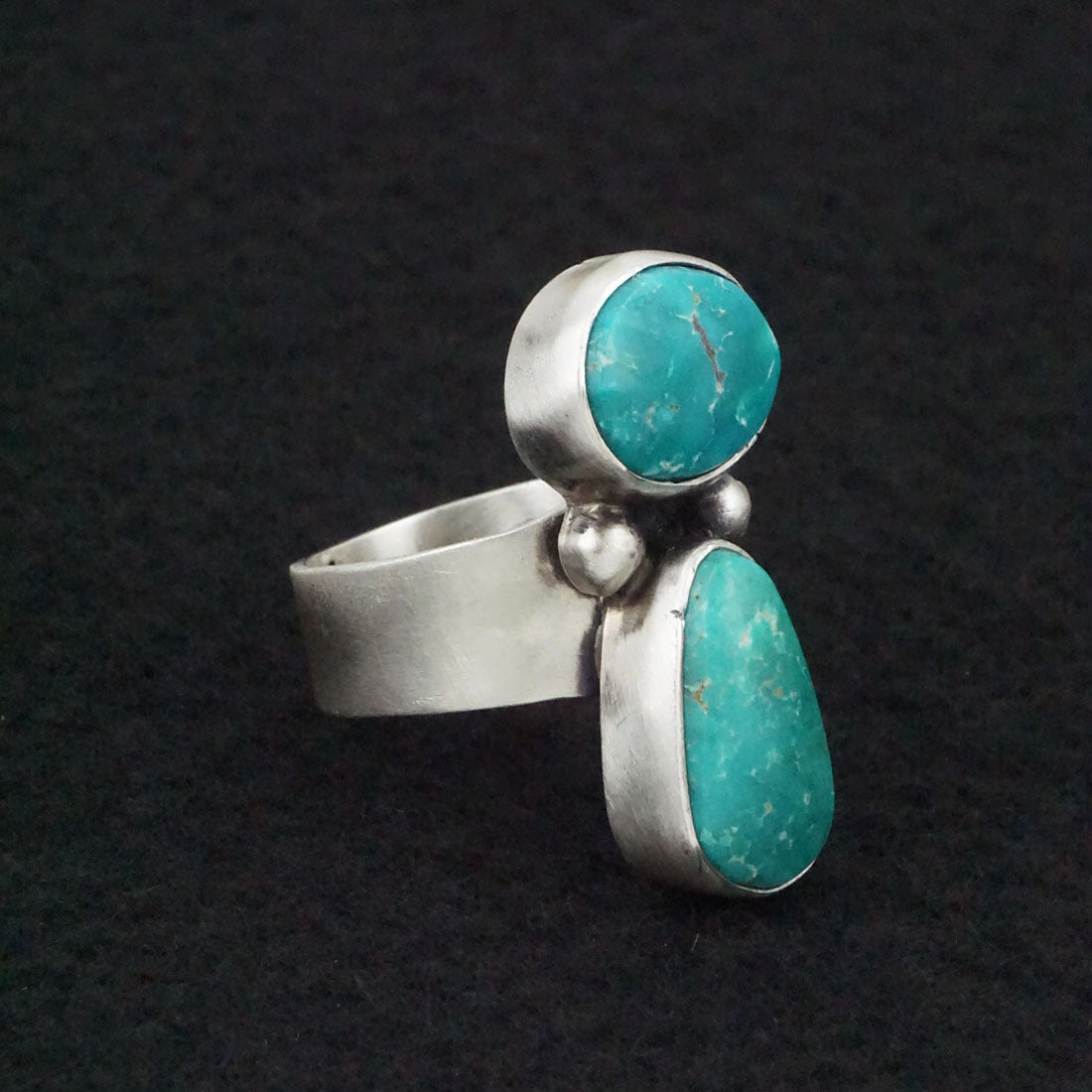 Bobby Johnson Turquoise & Sterling Silver Ring Size 9.5