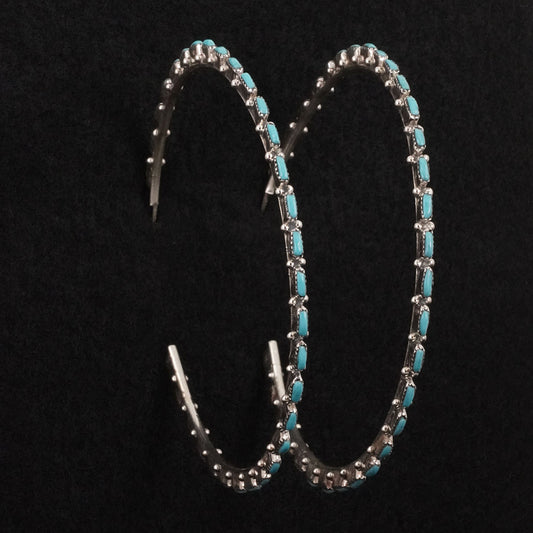 Aurelia Hughte Turquoise & Sterling Silver Hoop Earrings