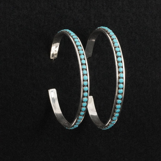 Lois Tzuni Turquoise & Sterling Silver Hoop Earrings