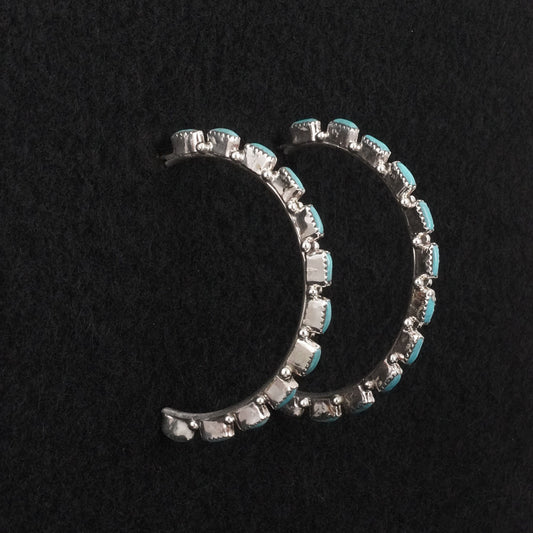 Aurelia Hughte Turquoise & Sterling Silver Hoop Earrings