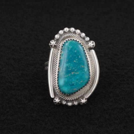 Leslie Nez Turquoise & Sterling Silver Ring Size 10