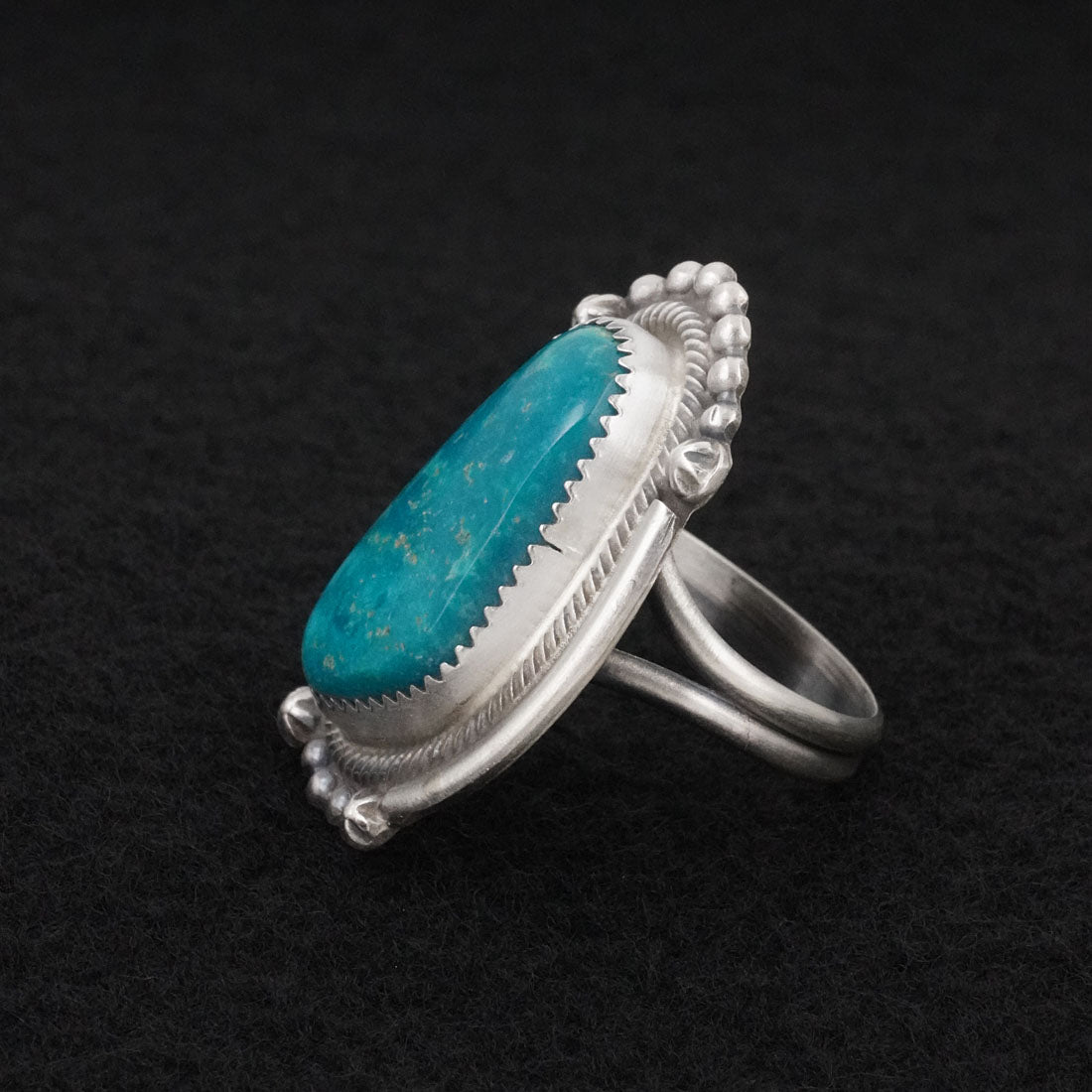 Leslie Nez Turquoise & Sterling Silver Ring Size 10