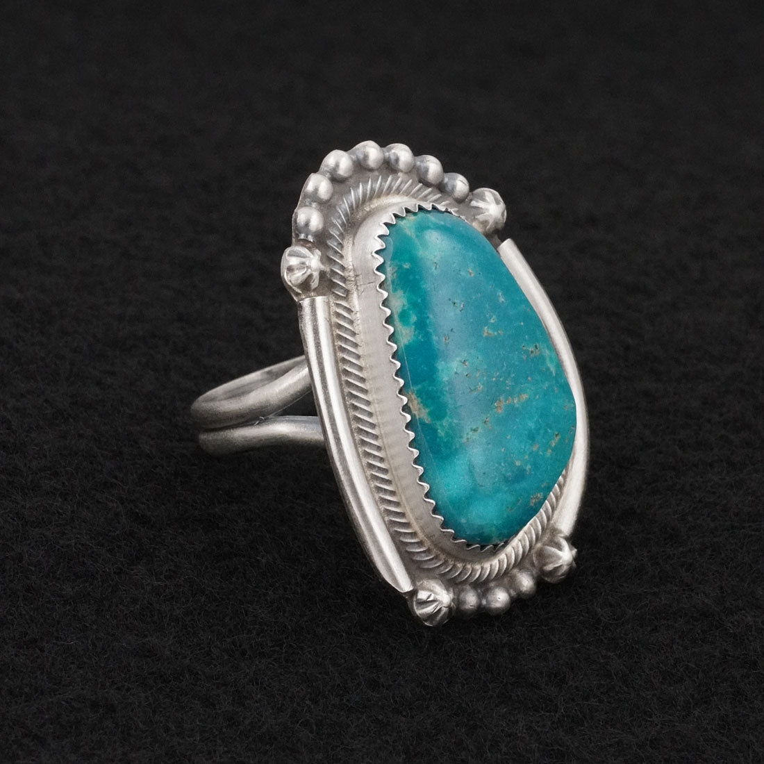 Leslie Nez Turquoise & Sterling Silver Ring Size 10