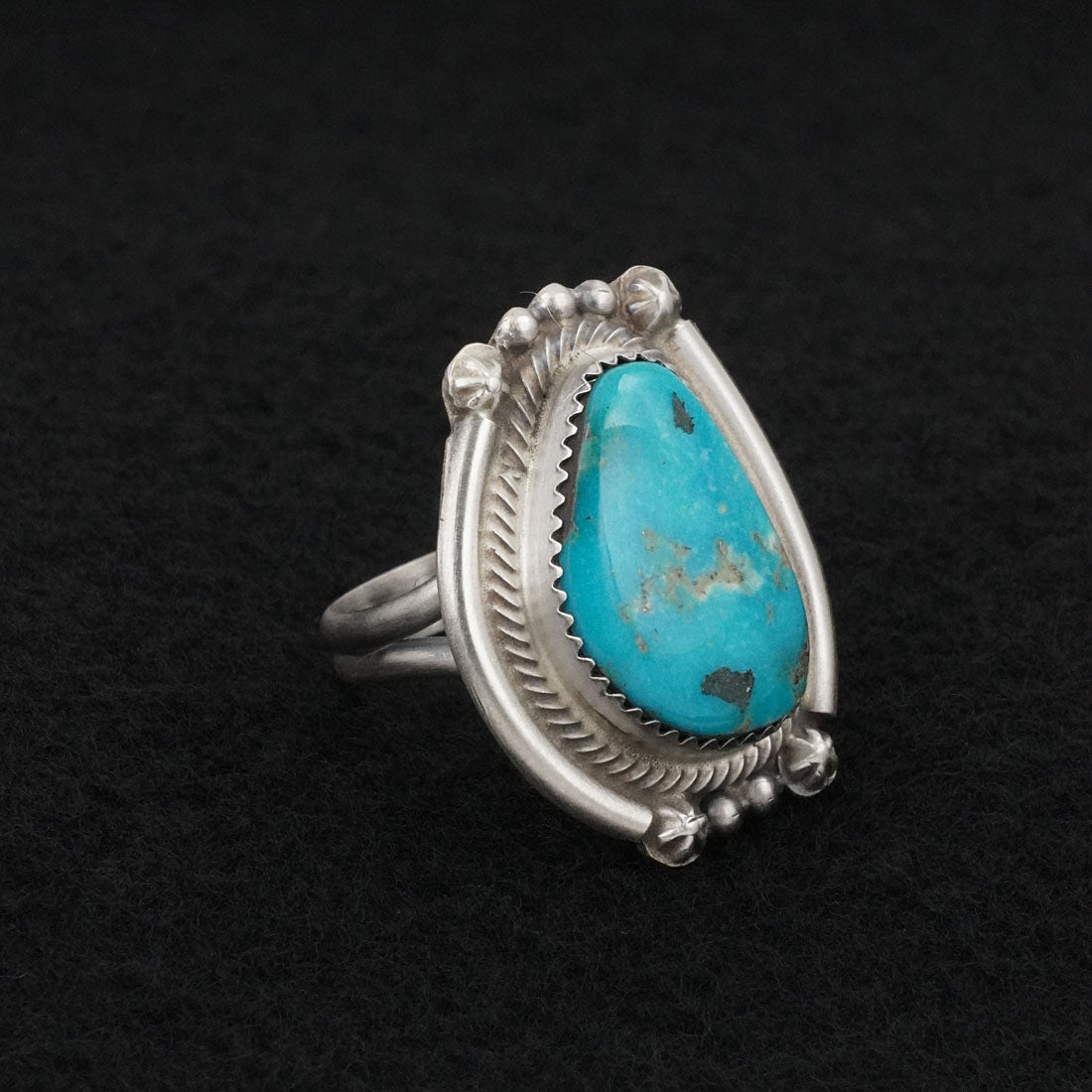 Leslie Nez Turquoise & Sterling Silver Ring Size 9.5