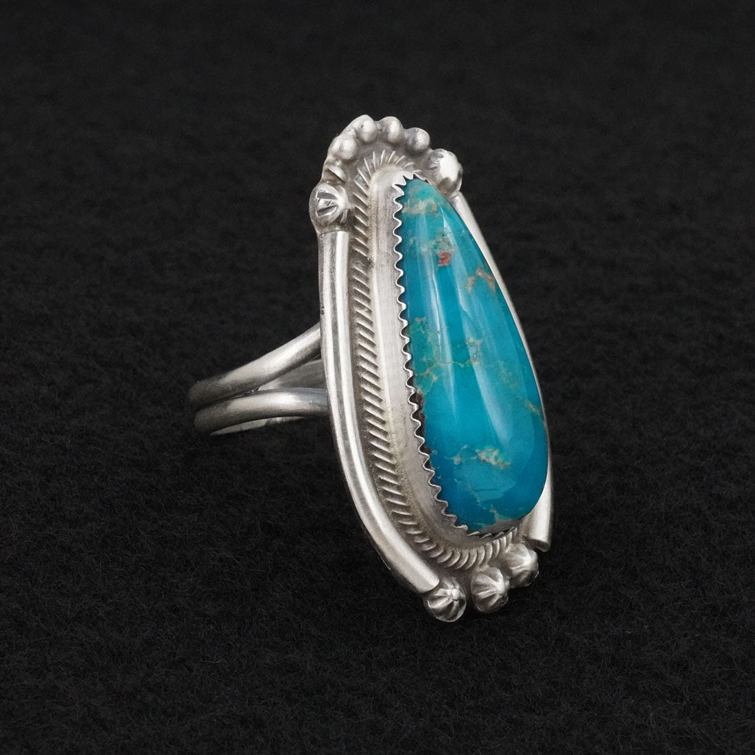 Leslie Nez Turquoise & Sterling Silver Ring Size 11