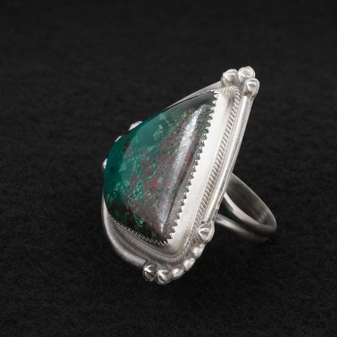 Leslie Nez Turquoise & Sterling Silver Ring Size 10.5