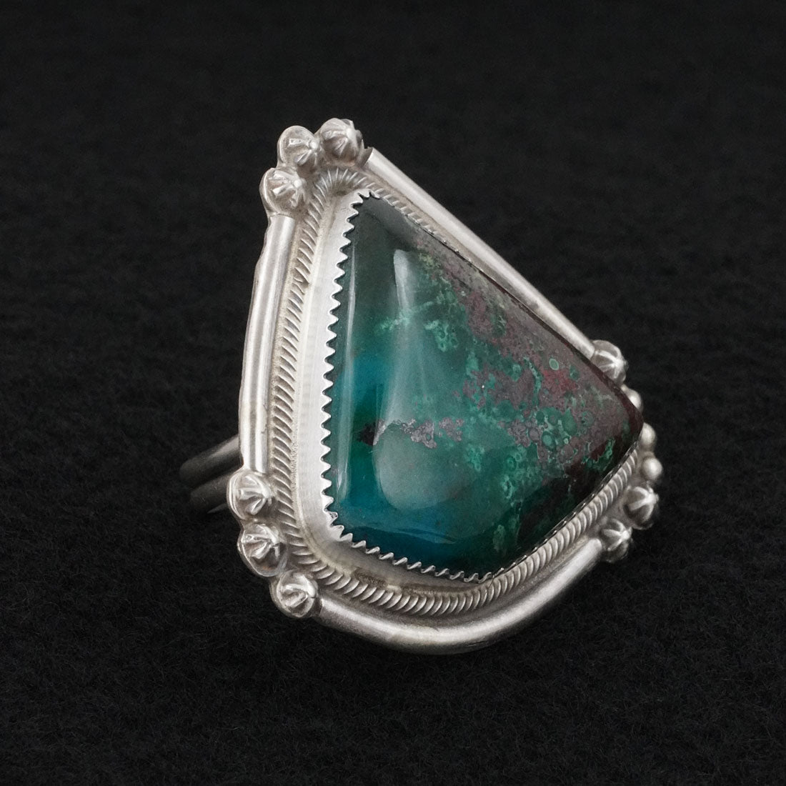 Leslie Nez Turquoise & Sterling Silver Ring Size 10.5