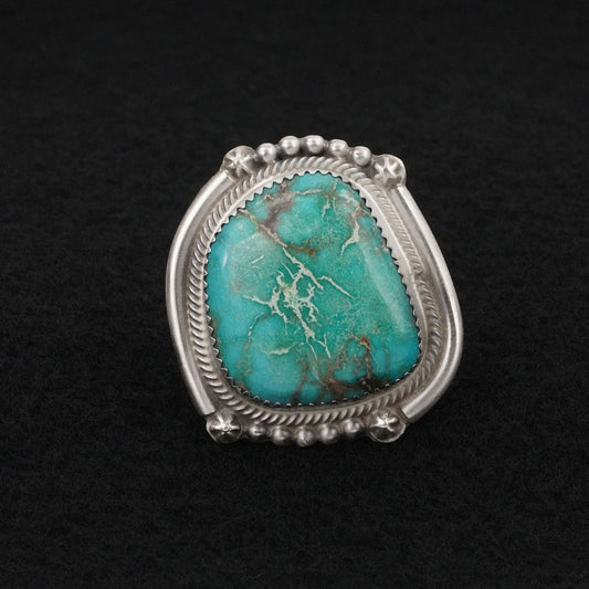 Leslie Nez Turquoise & Sterling Silver Ring Size 10.5
