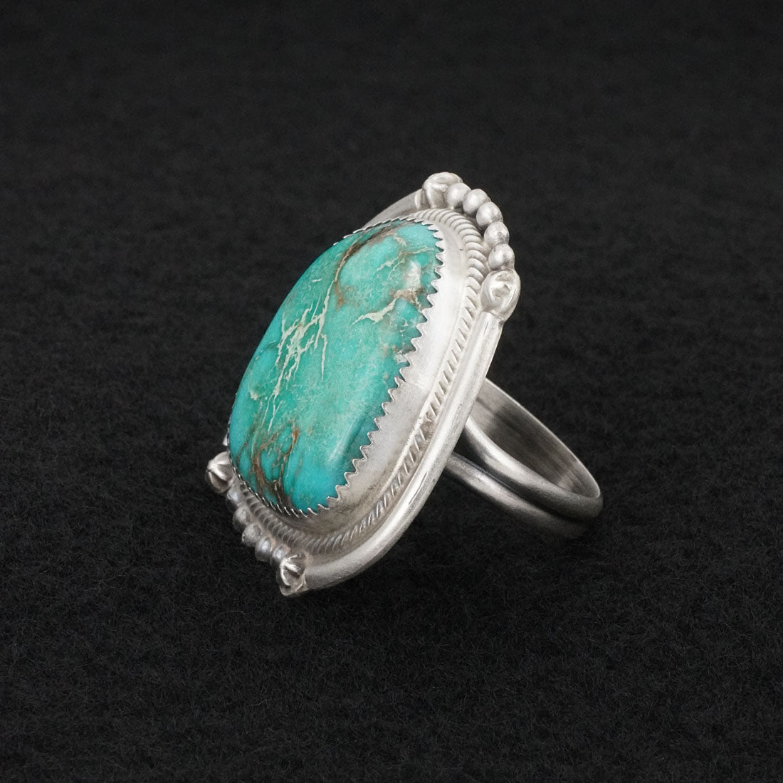 Leslie Nez Turquoise & Sterling Silver Ring Size 10.5