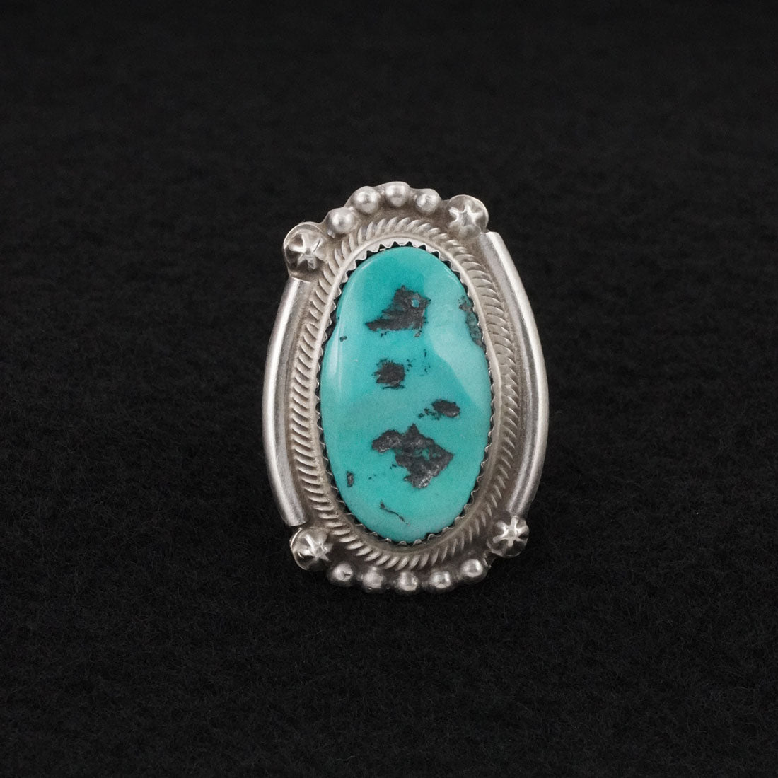 Leslie Nez Turquoise & Sterling Silver Ring Size 10