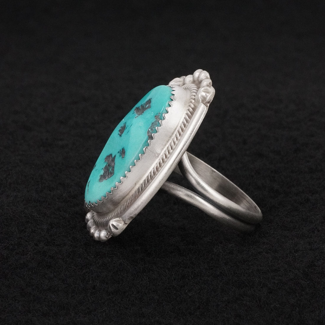 Leslie Nez Turquoise & Sterling Silver Ring Size 10
