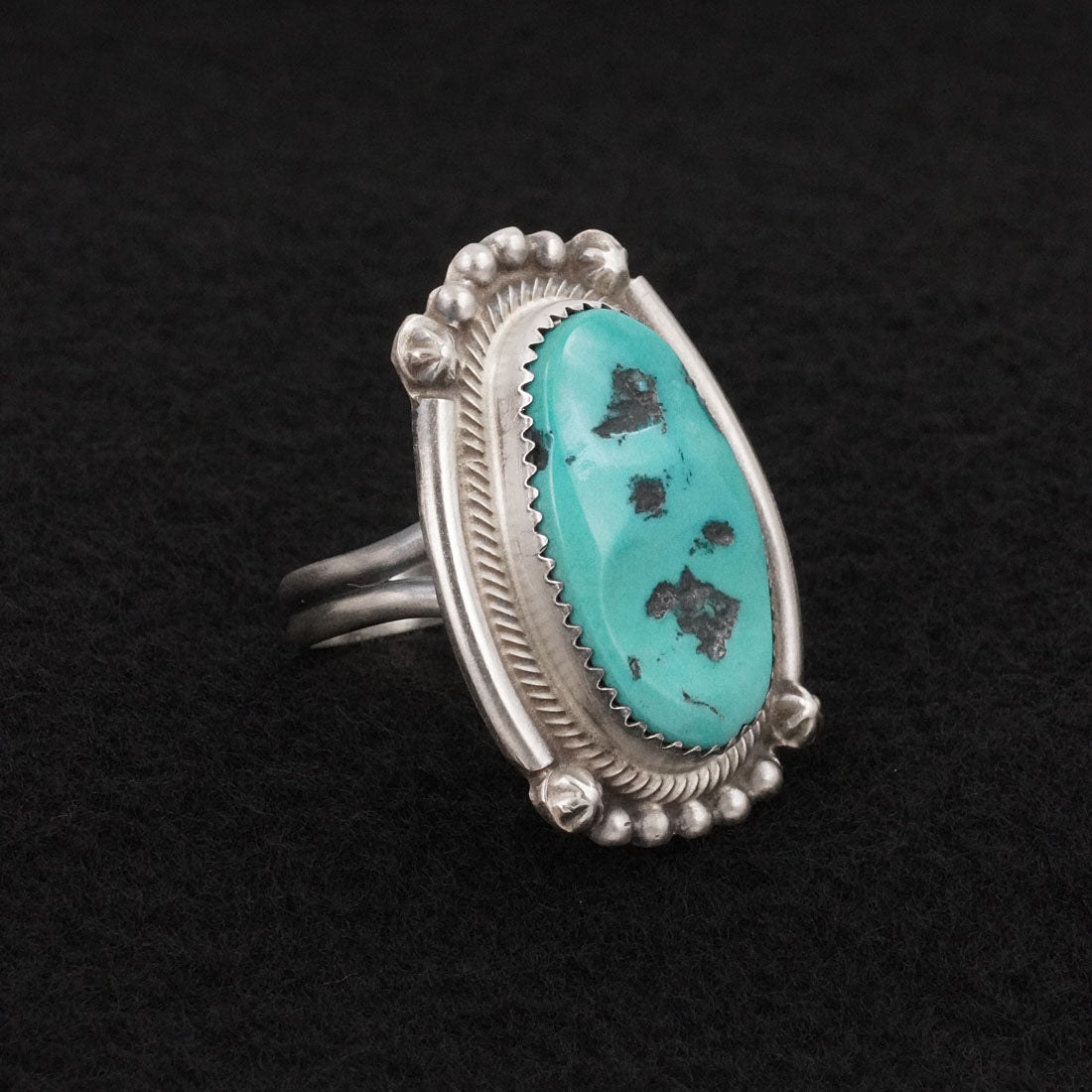 Leslie Nez Turquoise & Sterling Silver Ring Size 10