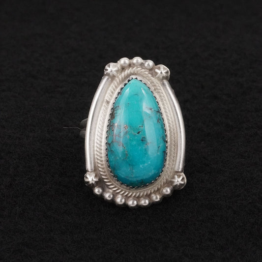 Leslie Nez Turquoise & Sterling Silver Ring Size 10
