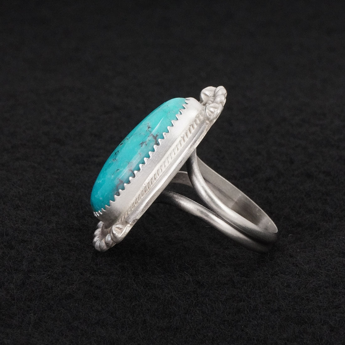 Leslie Nez Turquoise & Sterling Silver Ring Size 10