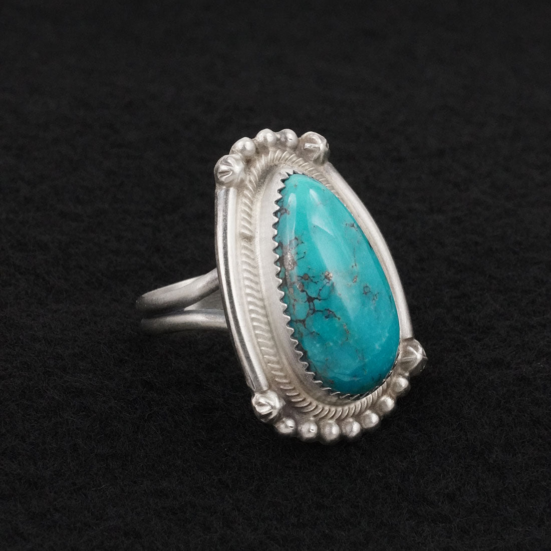 Leslie Nez Turquoise & Sterling Silver Ring Size 10