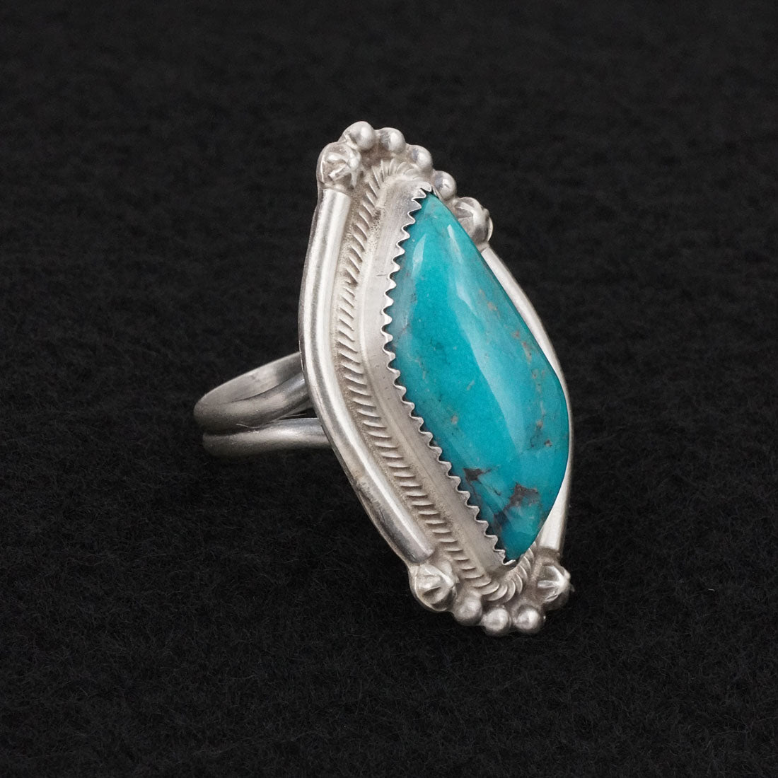 Leslie Nez Turquoise & Sterling Silver Ring Size 9.5