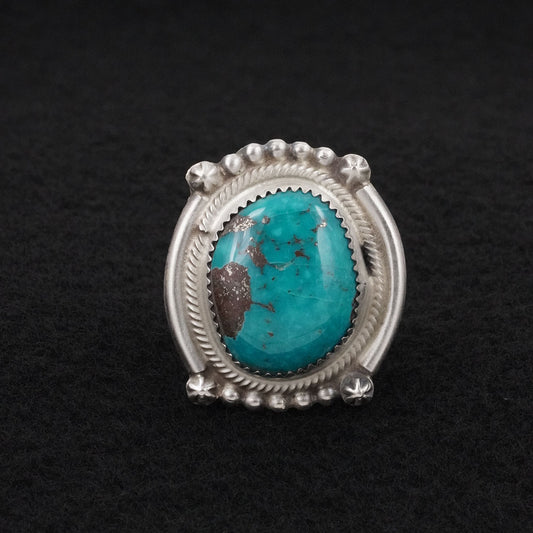 Leslie Nez Turquoise & Sterling Silver Ring Size 11