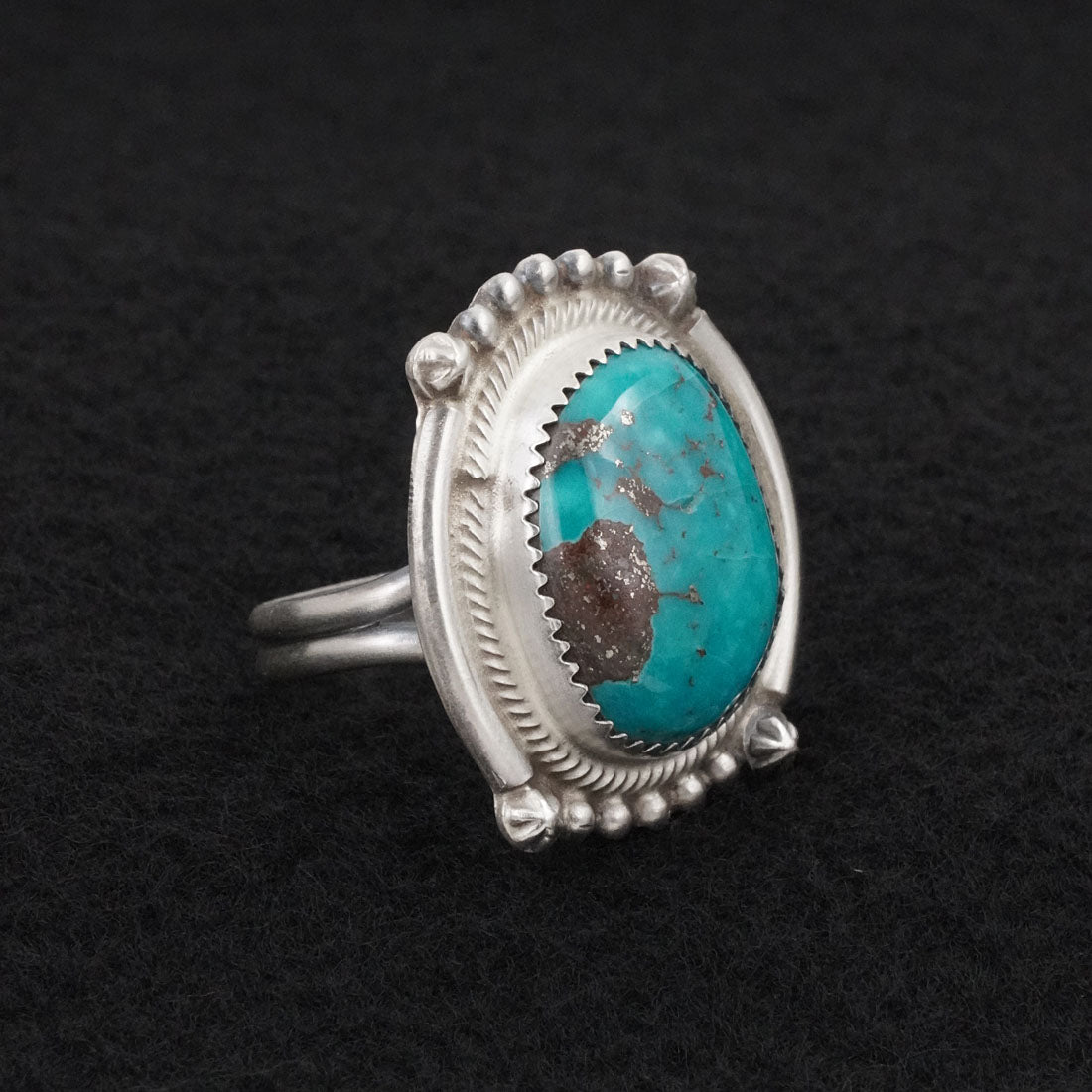 Leslie Nez Turquoise & Sterling Silver Ring Size 11
