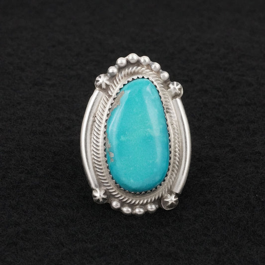 Leslie Nez Turquoise & Sterling Silver Ring Size 8.5