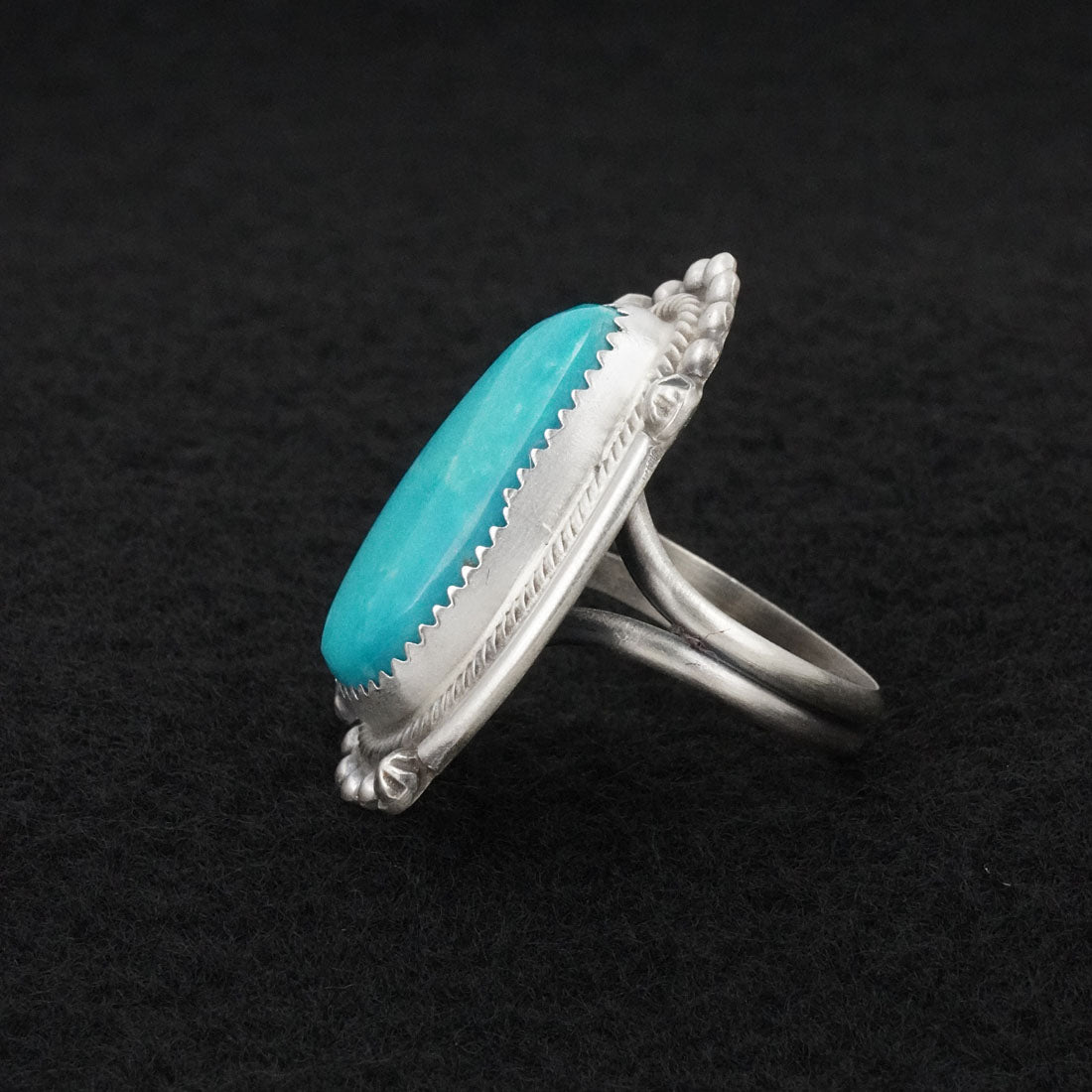 Leslie Nez Turquoise & Sterling Silver Ring Size 8.5