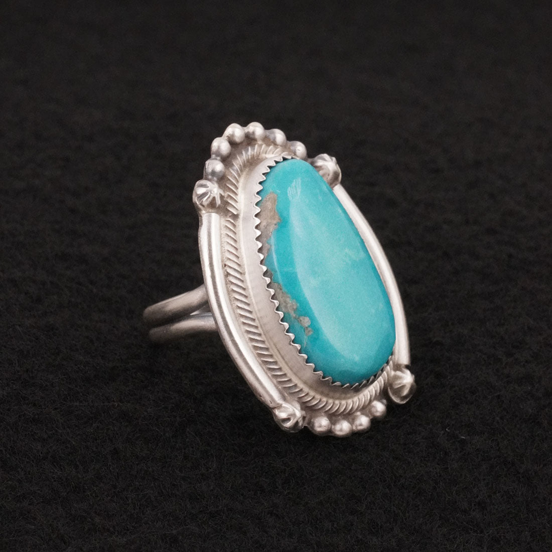 Leslie Nez Turquoise & Sterling Silver Ring Size 8.5