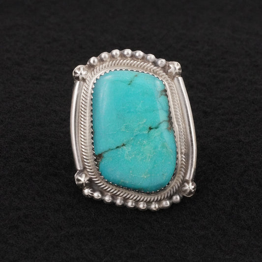 Leslie Nez Turquoise & Sterling Silver Ring Size 9.5