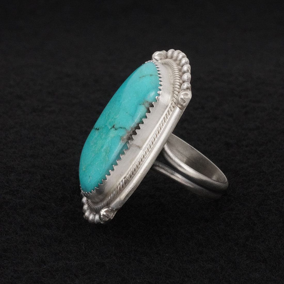 Leslie Nez Turquoise & Sterling Silver Ring Size 9.5