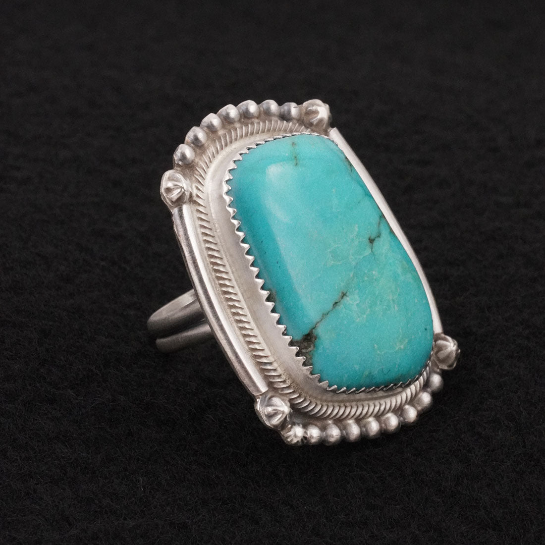 Leslie Nez Turquoise & Sterling Silver Ring Size 9.5