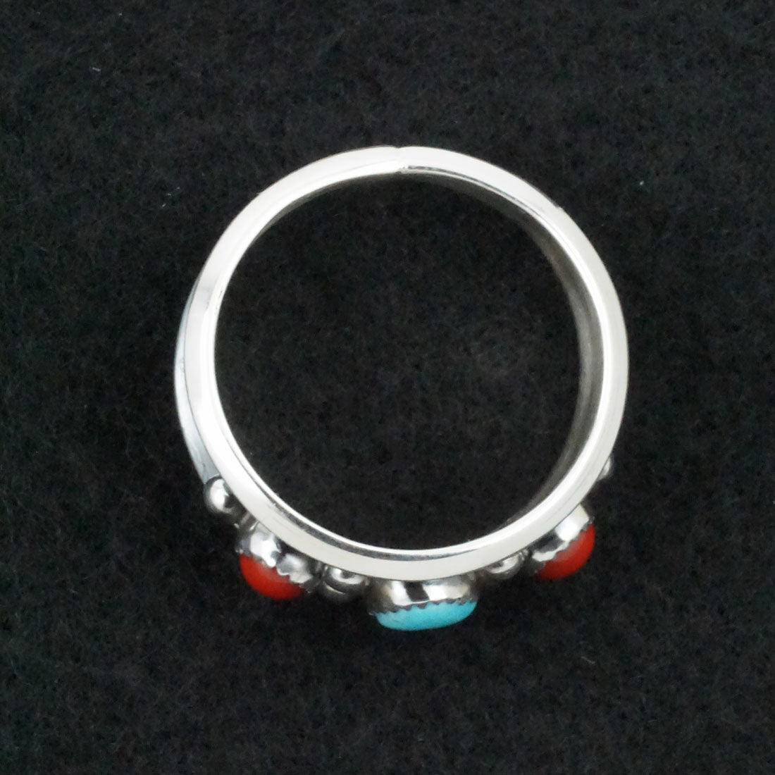 Paul Largo Turquoise, Coral & Sterling Silver Ring Sz. 13